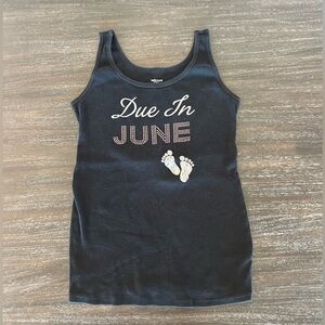 Motherhood Maternity Black Tank Top with Rhinestone Design Due in June medium